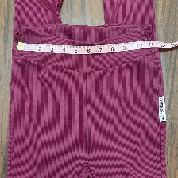 Gymshark Slounge Ribbon Ribbed Leggings in Dark Ruby - Picture 6 of 11